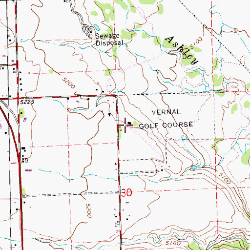 Topographic Map of Vernal Golf Course, UT