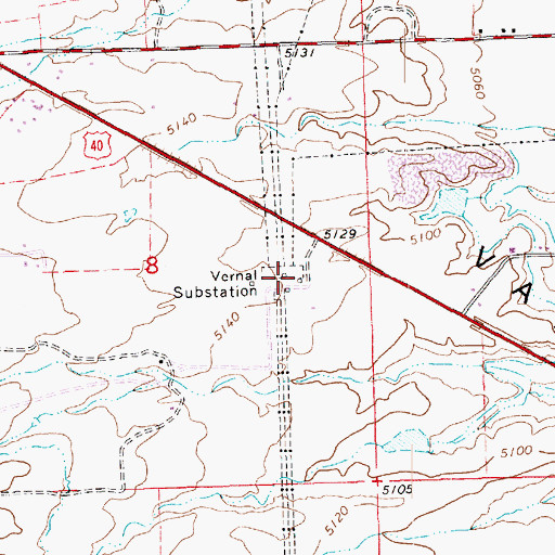 Topographic Map of Vernal Substation, UT