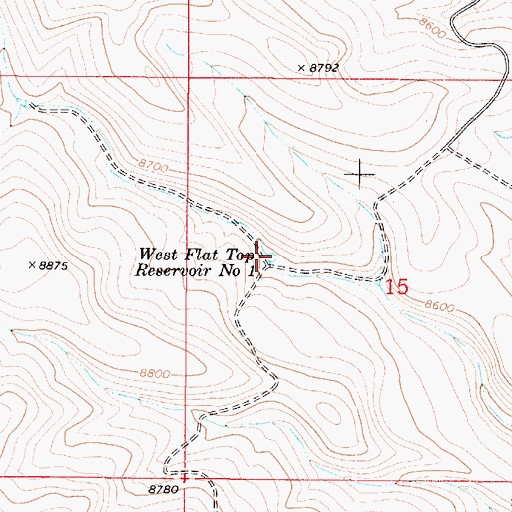 Topographic Map of West Flat Top Reservoir Number 1, UT