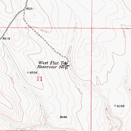 Topographic Map of West Flat Top Reservoir Number 2, UT