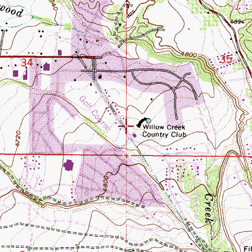 Topographic Map of Willow Creek Country Club, UT