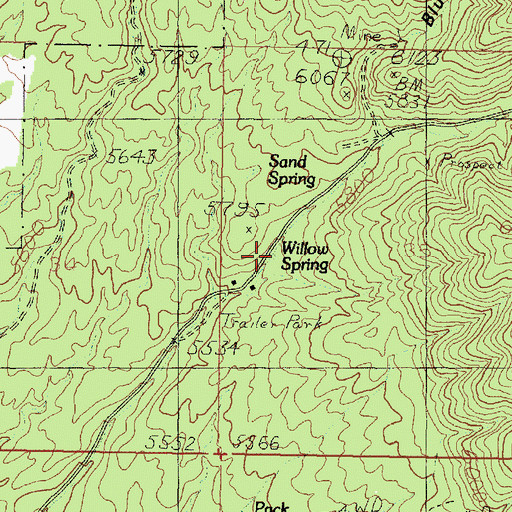 Topographic Map of Willow Springs, UT