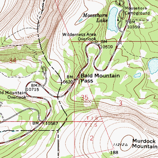 Topographic Map of Bald Mountain Pass, UT