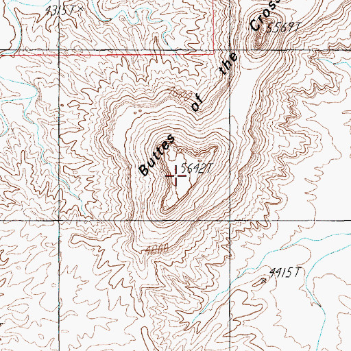 Topographic Map of Buttes of the Cross, UT