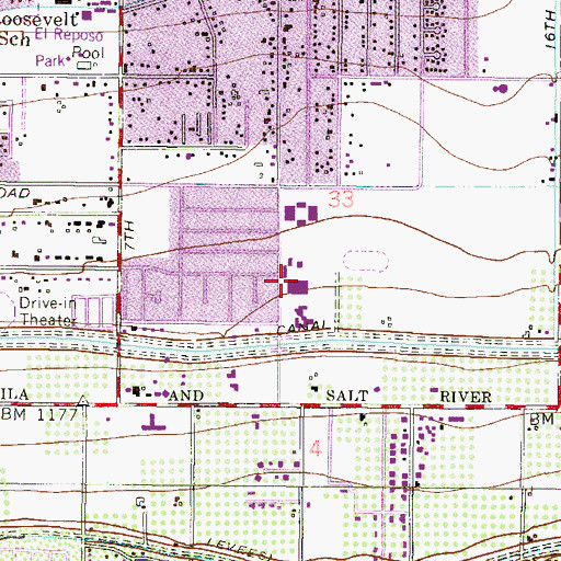 Topographic Map of C O Greenfield School, AZ