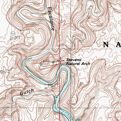 Topographic Map of Stevens Arch, UT