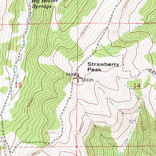 Topographic Map of Strawberry Peak, UT