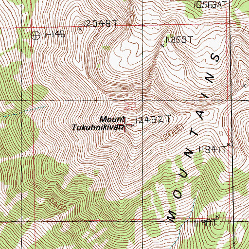 Topographic Map of Mount Tukuhnikivatz, UT