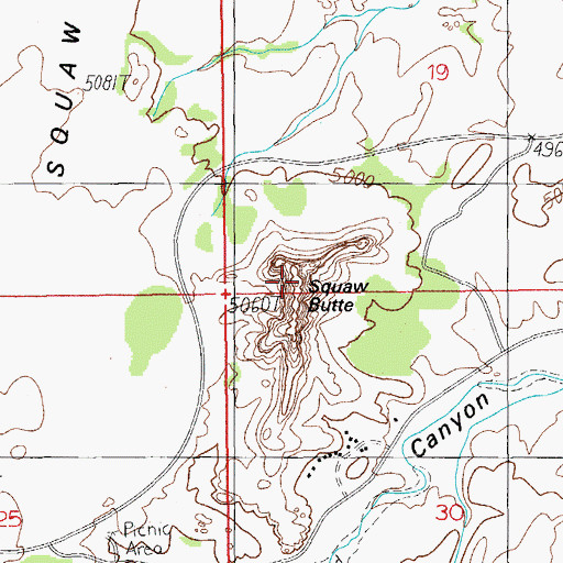 Topographic Map of Squaw Butte, UT