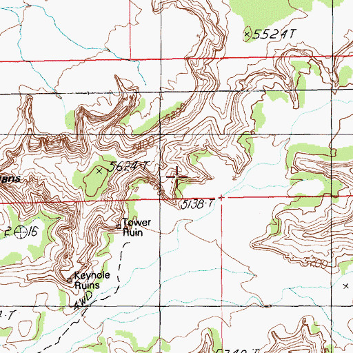 Topographic Map of Tower Ruin, UT