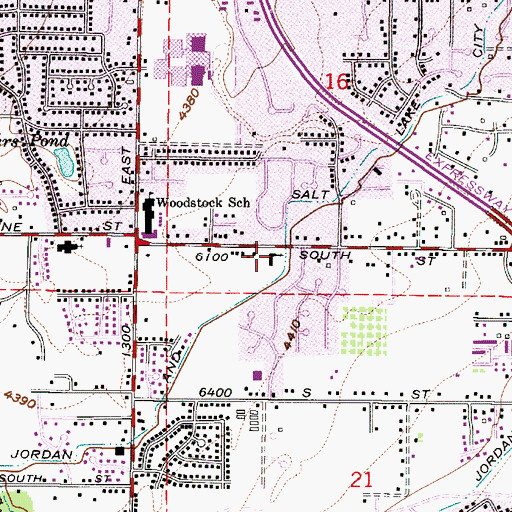 Topographic Map of Cottonwood Presbyterian Church, UT
