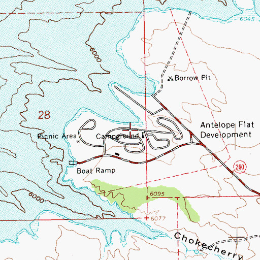 Topographic Map of Antelope Flat Campground, UT