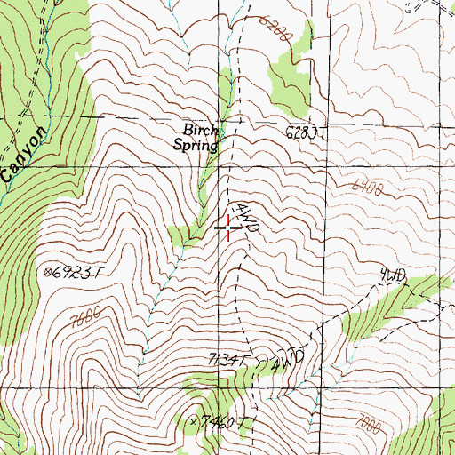 Topographic Map of Birch Spring, UT
