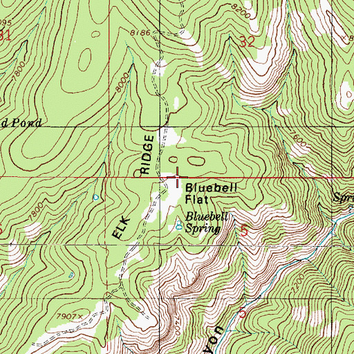 Topographic Map of Bluebell Flat, UT
