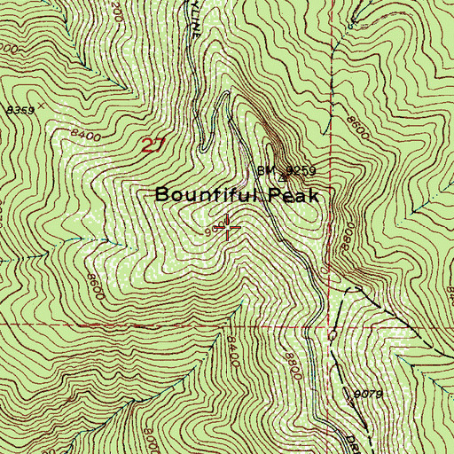 Topographic Map of Bountiful Peak Overlook, UT