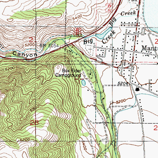 Topographic Map of Box Elder Campground, UT