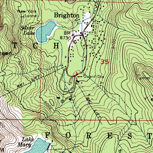 Topographic Map of Brighton Guard Station, UT