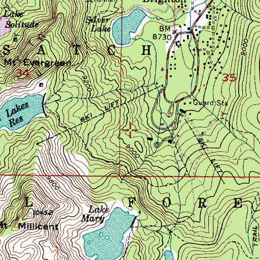 Topographic Map of Brighton Recreation Area, UT