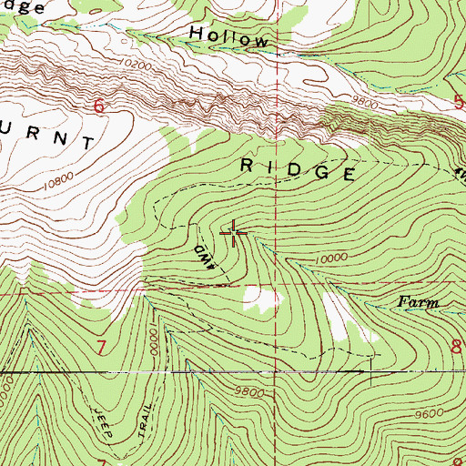 Topographic Map of Burnt Ridge Spring, UT