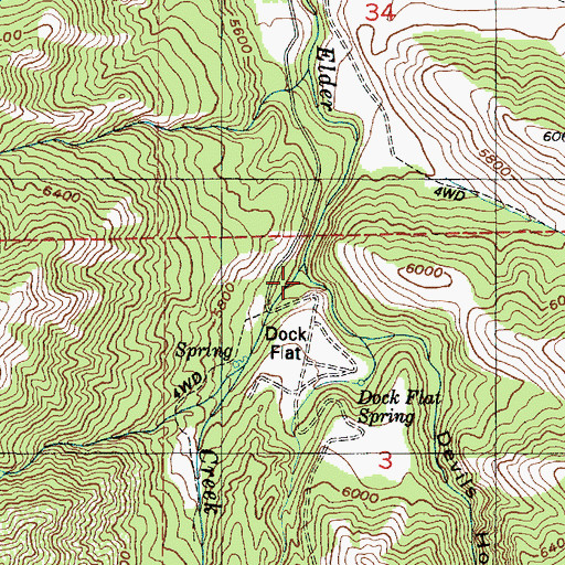 Topographic Map of Dock Flat Spring, UT