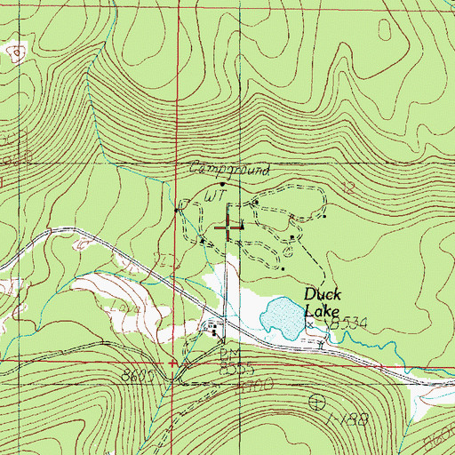 Topographic Map of Duck Creek Campground, UT