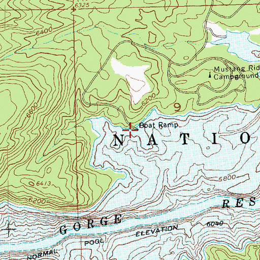 Topographic Map of Dutch John Boat Ramp, UT