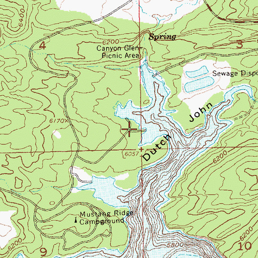 Topographic Map of Dutch John Draw Campground, UT