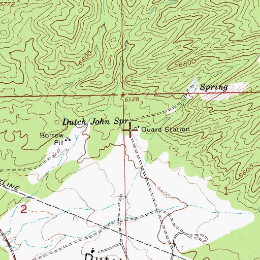 Topographic Map of Dutch John Guard Station, UT
