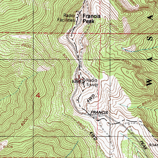 Topographic Map of Francis Peak Overlook, UT
