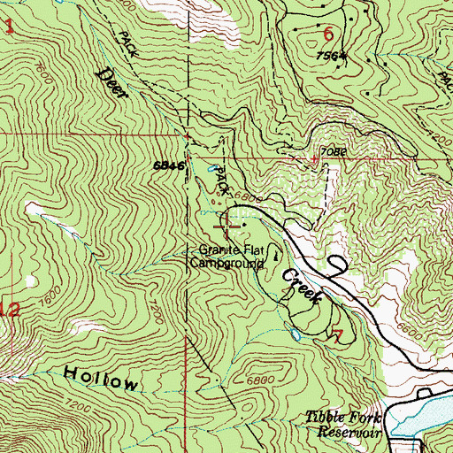 Topographic Map of Granite Flat Campground, UT