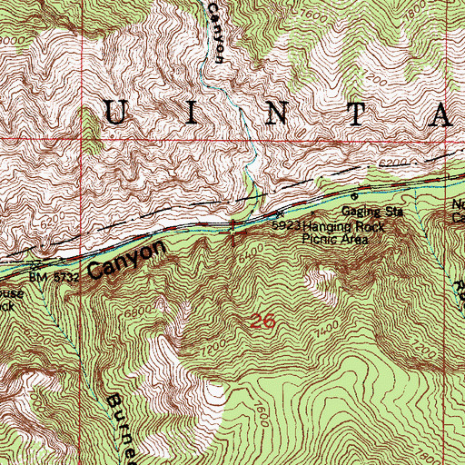 Topographic Map of Hanging Rock Campground, UT