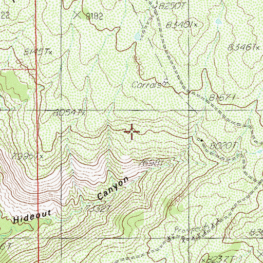 Topographic Map of The Hideout, UT