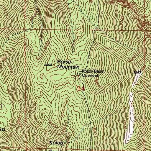 Topographic Map of Kolob Basin Overlook, UT