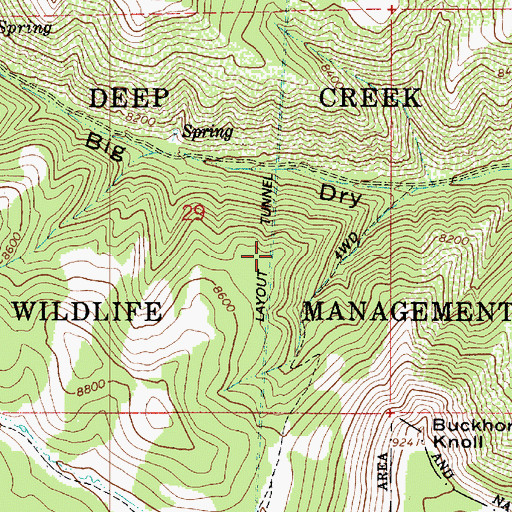 Topographic Map of Layout Tunnel, UT