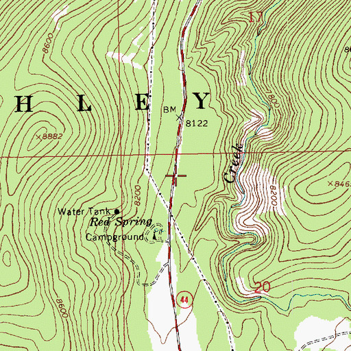 Topographic Map of Lodgepole Campground, UT