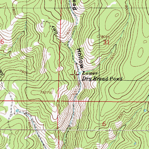 Topographic Map of Lower Dry Bread Pond, UT