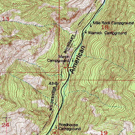Topographic Map of Martin Campground, UT