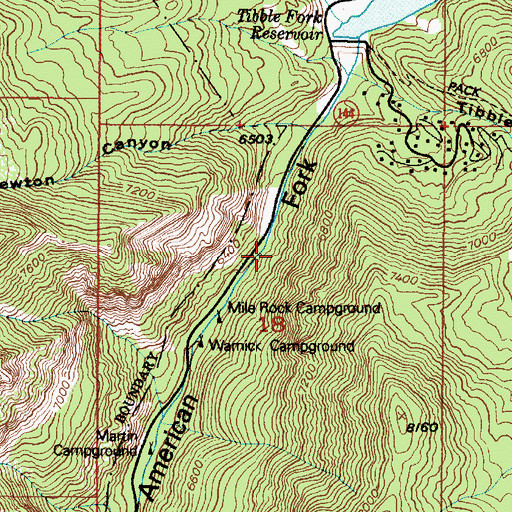 Topographic Map of Mile Rock Campground, UT