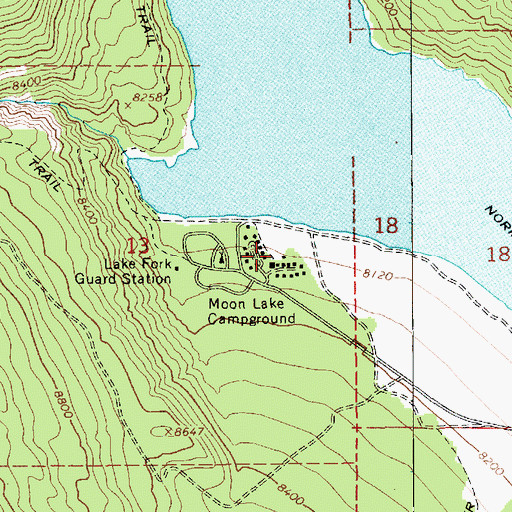 Topographic Map of Moon Lake Lodge, UT