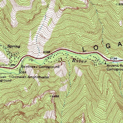 Topographic Map of Nook Campground, UT