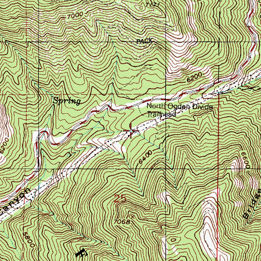 Topographic Map of North Ogden Canyon Trail Head, UT