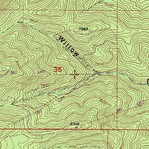 Topographic Map of Park City West Ski Area, UT