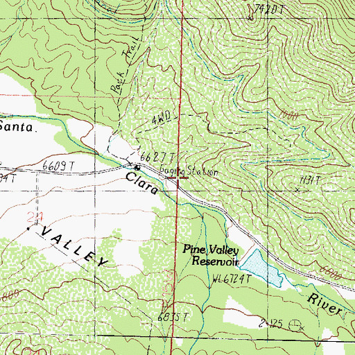 Topographic Map of Pine Valley Recreation Area, UT