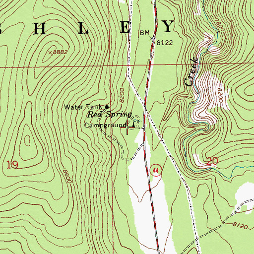 Topographic Map of Red Spring Campground, UT