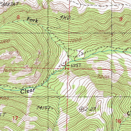 Topographic Map of Right Fork Clear Creek, UT