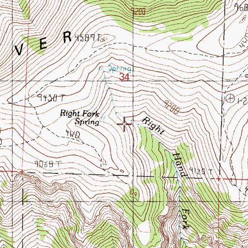 Topographic Map of Right Fork Spring, UT