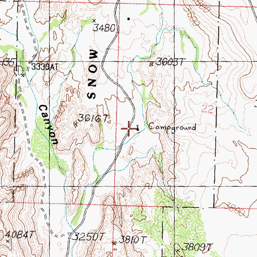 Topographic Map of Snow Canyon Campground, UT