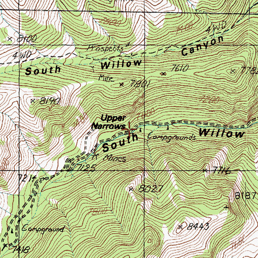 Topographic Map of Upper Narrows Campground, UT