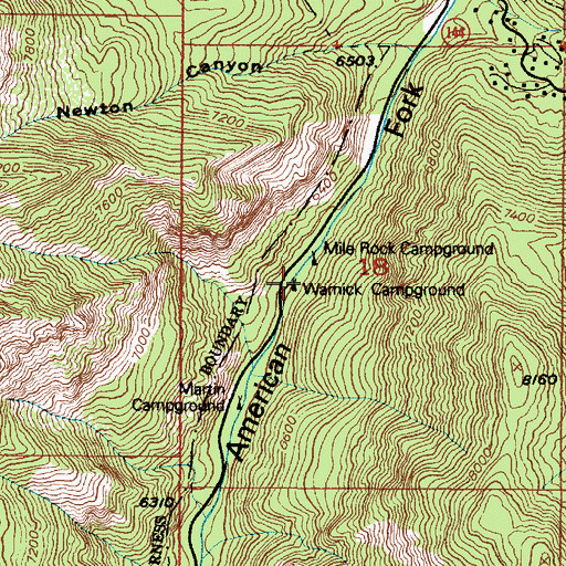 Topographic Map of Warnick Campground, UT