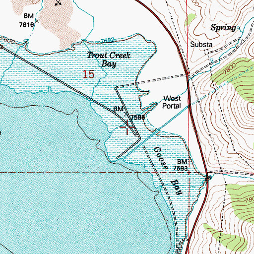 Topographic Map of West Portal Water Hollow Tunnel, UT